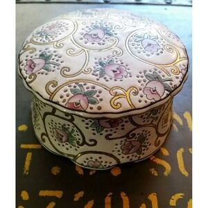 Handcrafted Classic Traditions JC Penny Round Lidded Jewelry Trinket Box Ceramic